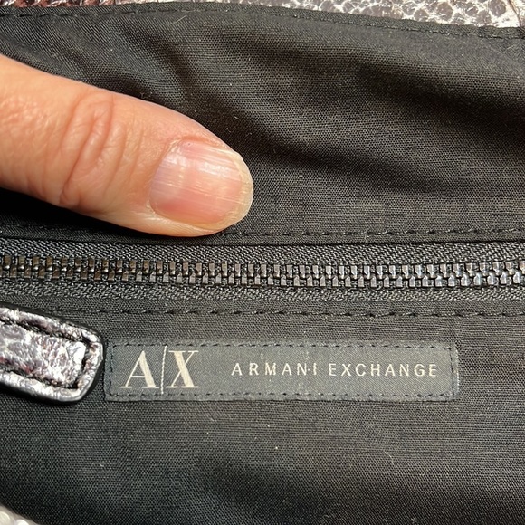 ARMANI Exchange silver snake faux leather bag - Picture 6 of 9